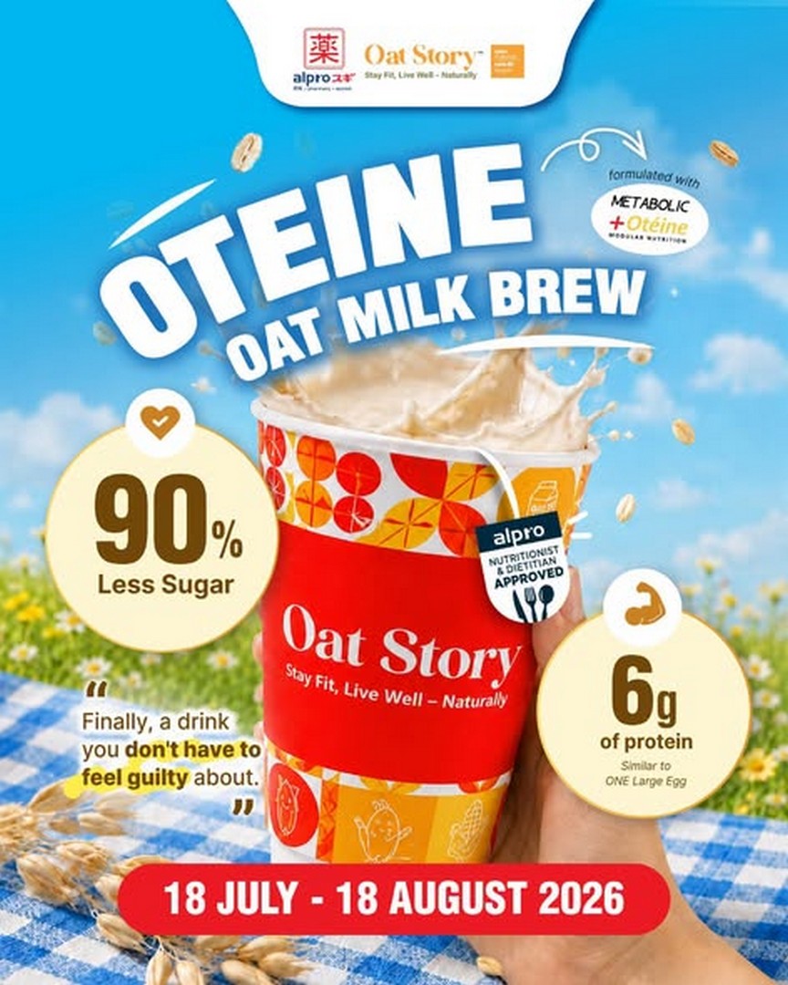 Alpro-Sugi-Pharmacy-Oteine-Oat-Milk-Brew-Promotion 18 July–18 August 2026: Alpro Sugi Pharmacy Oteine Oat Milk Brew Promotion – Spend RM60 and Enjoy Exclusive Oteine Voucher Rewards