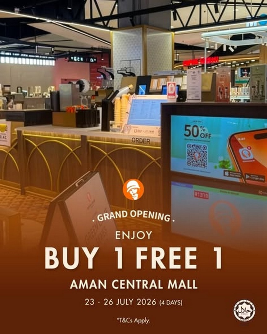 Auntea-Jenny-Malaysia-Grand-Opening-Buy-1-Free-1-Promotion 23-26 July 2026: Auntea Jenny Malaysia Grand Opening Buy 1 Free 1 Promotion at Aman Central Mall – Limited 4-Day Bubble Tea Deal