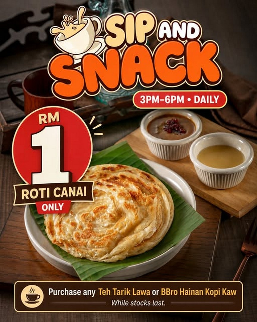 BananaBro-RM1-Roti-Canai-Tea-Time-Promotion 23 July 2026 onwards: BananaBro RM1 Roti Canai Tea Time Promotion – Enjoy Crispy Roti Canai for Only RM1 with Selected Drinks Daily 3PM–6PM Across Malaysia