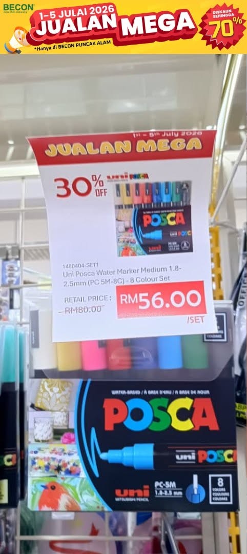 Becon-Stationery-Mega-Sale-with-Up-to-70-OFF-5 1-5 July 2026: Becon Stationery Mega Sale with Up to 70% OFF and Buy 1 Free 1 Deals at Nature's Peak Becon Puncak Alam for 5 Days Only