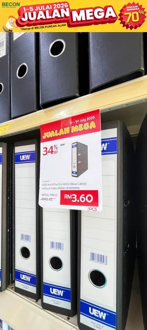 Becon-Stationery-Mega-Sale-with-Up-to-70-OFF-6 1-5 July 2026: Becon Stationery Mega Sale with Up to 70% OFF and Buy 1 Free 1 Deals at Nature's Peak Becon Puncak Alam for 5 Days Only