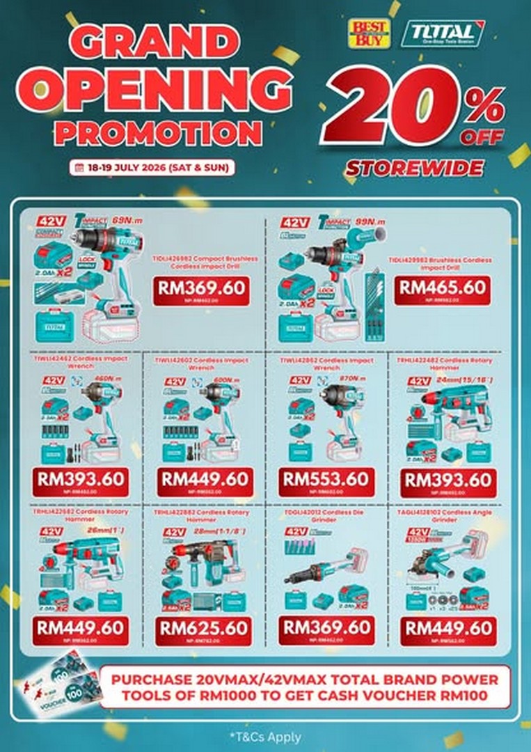 BestBuy-Malaysia-Grand-Opening-Promotion-–-Enjoy-20-Storewide-Discount-1 18-19 July 2026: BestBuy Malaysia Grand Opening Promotion – Enjoy 20% Storewide Discount, Power Tools Rewards and Exclusive Opening Deals in Johor Bahru