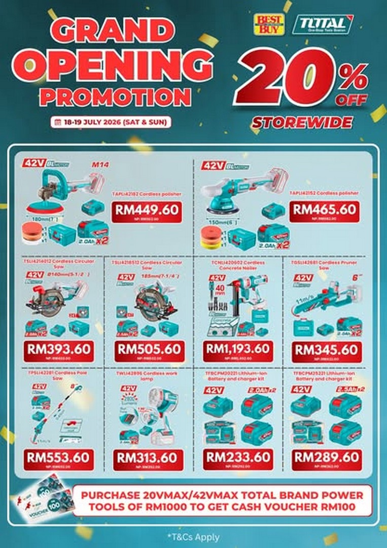 BestBuy-Malaysia-Grand-Opening-Promotion-–-Enjoy-20-Storewide-Discount-2 18-19 July 2026: BestBuy Malaysia Grand Opening Promotion – Enjoy 20% Storewide Discount, Power Tools Rewards and Exclusive Opening Deals in Johor Bahru