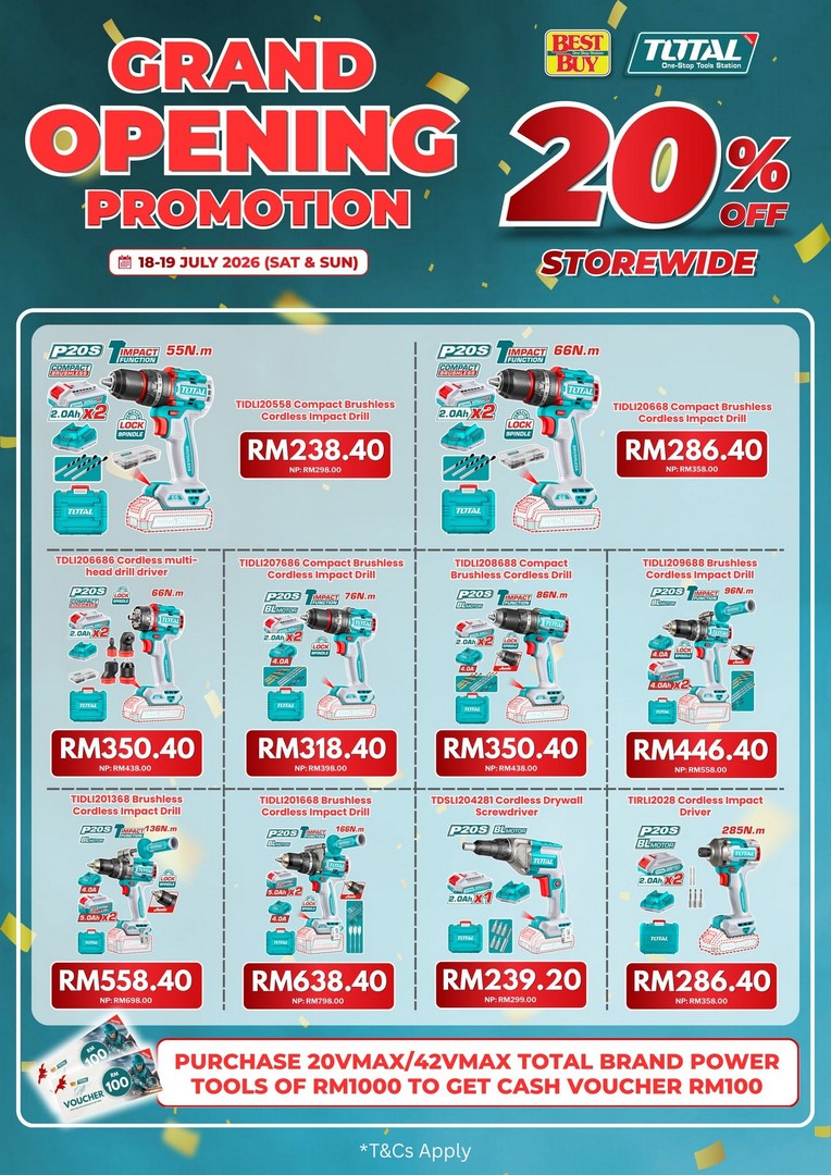 BestBuy-Malaysia-Grand-Opening-Promotion-–-Enjoy-20-Storewide-Discount-3 18-19 July 2026: BestBuy Malaysia Grand Opening Promotion – Enjoy 20% Storewide Discount, Power Tools Rewards and Exclusive Opening Deals in Johor Bahru
