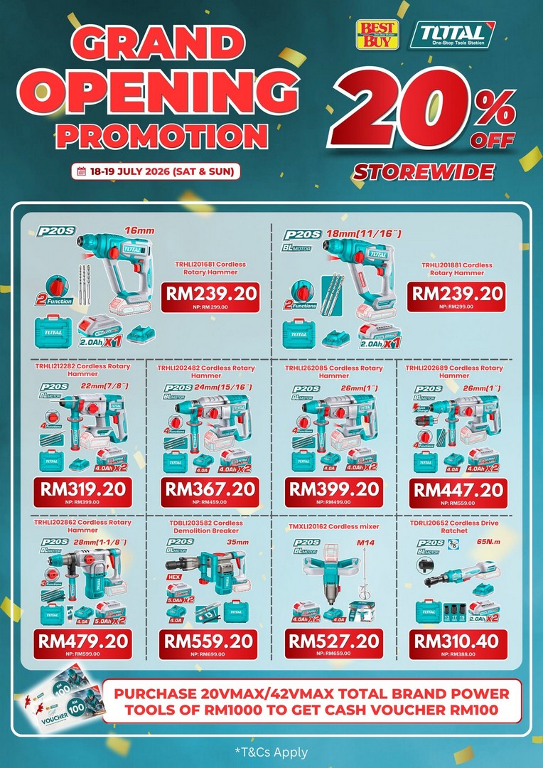 BestBuy-Malaysia-Grand-Opening-Promotion-–-Enjoy-20-Storewide-Discount-4 18-19 July 2026: BestBuy Malaysia Grand Opening Promotion – Enjoy 20% Storewide Discount, Power Tools Rewards and Exclusive Opening Deals in Johor Bahru