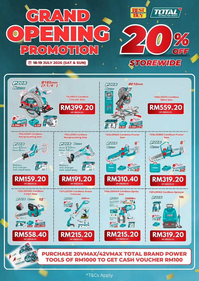 BestBuy-Malaysia-Grand-Opening-Promotion-–-Enjoy-20-Storewide-Discount-7 18-19 July 2026: BestBuy Malaysia Grand Opening Promotion – Enjoy 20% Storewide Discount, Power Tools Rewards and Exclusive Opening Deals in Johor Bahru