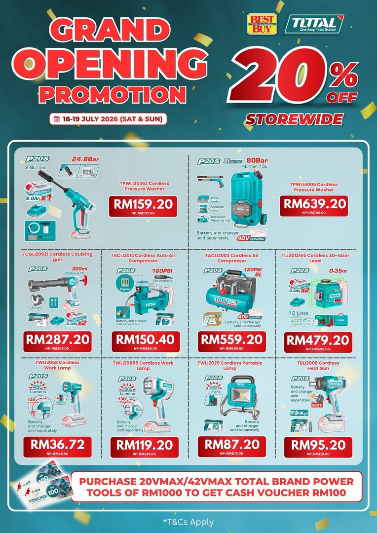 BestBuy-Malaysia-Grand-Opening-Promotion-–-Enjoy-20-Storewide-Discount-8 18-19 July 2026: BestBuy Malaysia Grand Opening Promotion – Enjoy 20% Storewide Discount, Power Tools Rewards and Exclusive Opening Deals in Johor Bahru