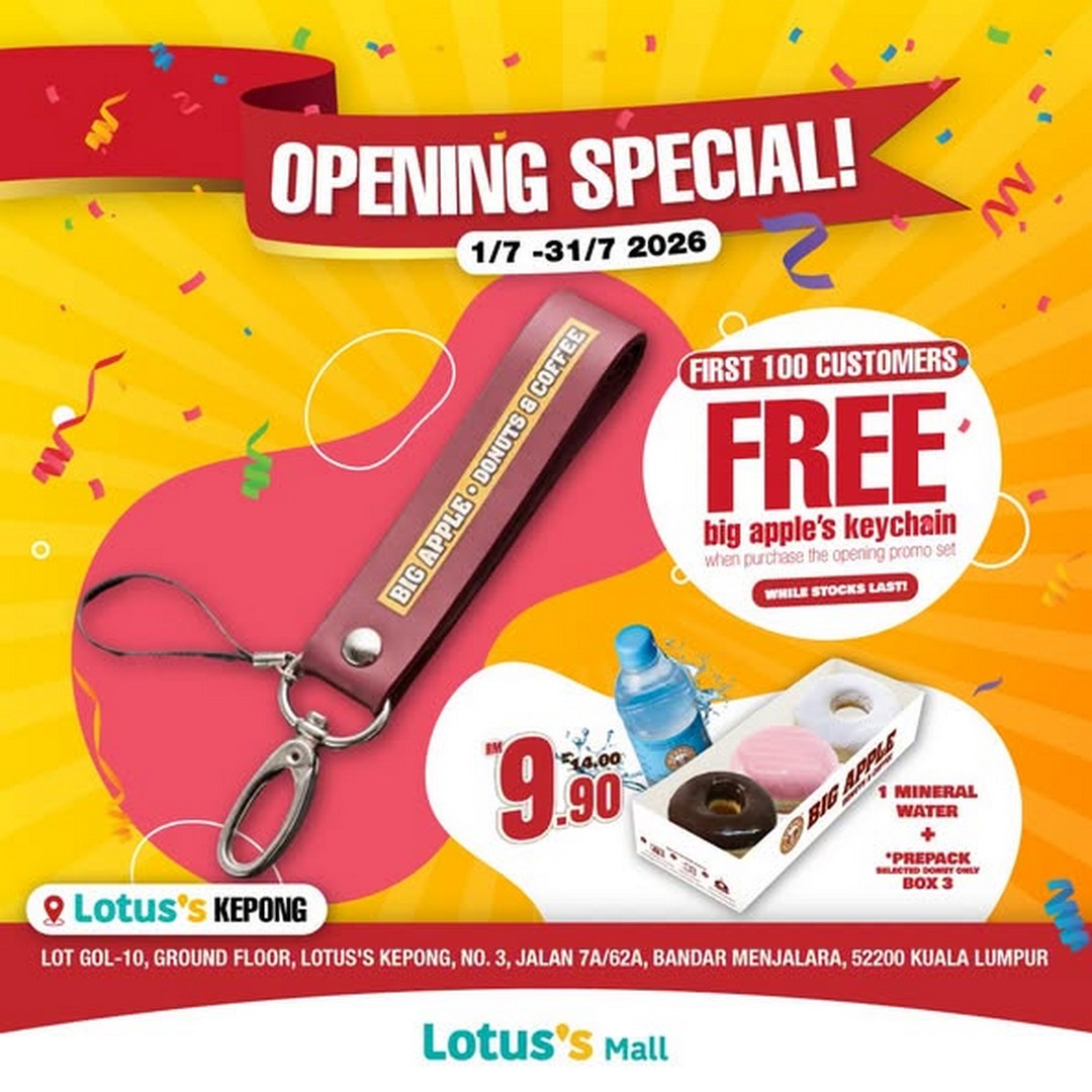 Big-Apple-Donuts-Coffee-Malaysia-Opening-Promotion 1–31 July 2026: Big Apple Donuts & Coffee Malaysia, Opening Promotion at Lotus’s Kepong with RM9.90 Donut Bundle Deal