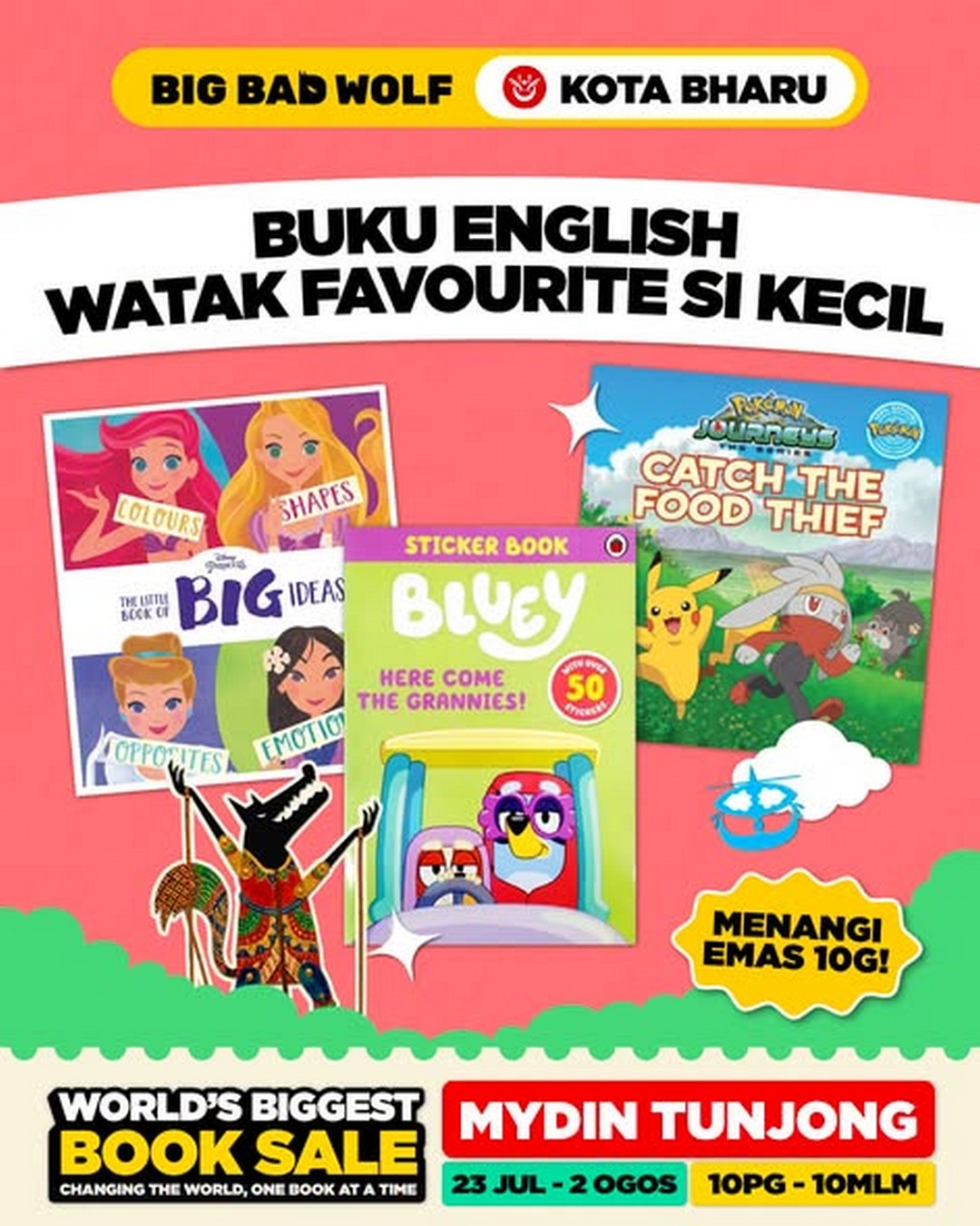 Big-Bad-Wolf-Books-Kota-Bharu-Book-Sale 23 July–2 August 2026: Big Bad Wolf Books Kota Bharu Book Sale Promotion at Mydin Mall Tunjong with Free Entry and Gold Bar Giveaway
