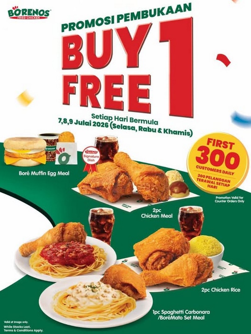 Borenos-Fried-Chicken-Buy-1-Free-1-Promotion-at-IMAGO-Shopping-Mall 7–9 July 2026: Borenos Fried Chicken Buy 1 Free 1 Promotion at IMAGO Shopping Mall – Celebrate Their 10th Outlet Opening with Amazing Meal Deals
