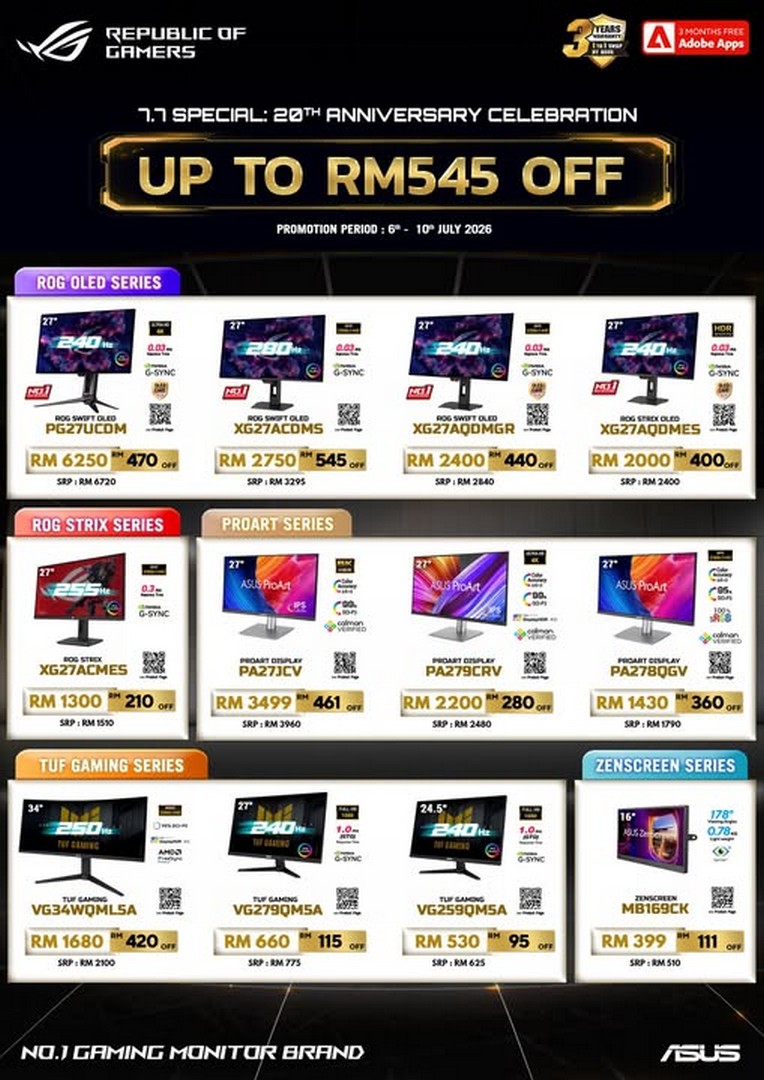 Brightstar-Computer-ASUS-ROG-20th-Anniversary-Monitor-Promotion 6–10 July 2026: Brightstar Computer ASUS & ROG 20th Anniversary Monitor Promotion – Save Up to RM545 on Selected Gaming, Professional and Portable Displays