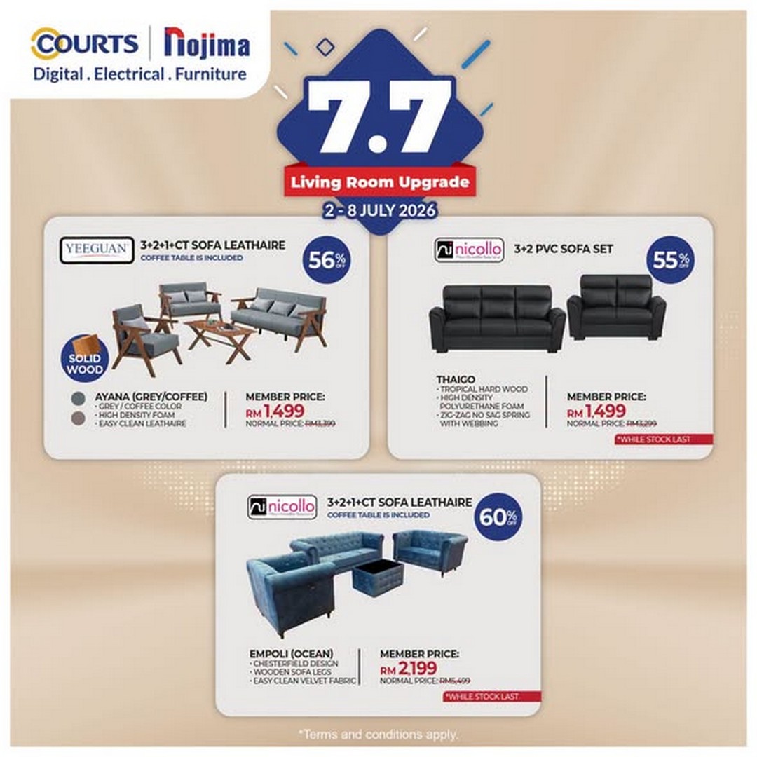 COURTS-Malaysia-7.7-Living-Room-Upgrade-Promotion-2 2-8 July 2026: COURTS Malaysia 7.7 Living Room Upgrade Promotion – Save Up to 60% on Sofas, Coffee Tables and More