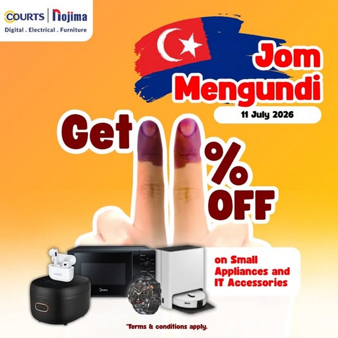 COURTS-Malaysia-Johor-Election-Day-Extra-11-OFF-Promotion 11 July 2026: COURTS Malaysia Johor Election Day Extra 11% OFF Promotion on Selected Small Appliances RM300 and Above