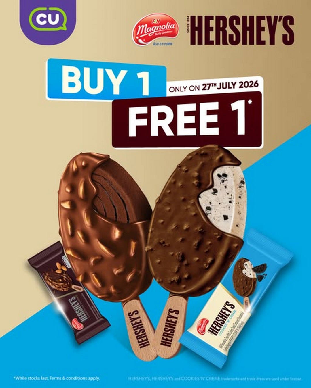 CU-Malaysia-Buy-1-Free-1-Hersheys-Ice-Cream-Promotion 27 July 2026: CU Malaysia Buy 1 Free 1 Hershey's Ice Cream Promotion – One Day Only Sweet Treat Deal Across Participating Stores