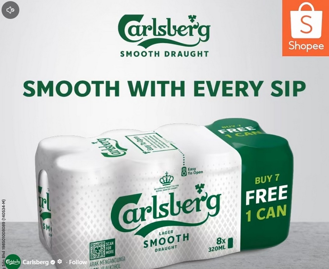 Carlsberg-Malaysia-71-Promotion-–-Buy-a-Promotional 1 July 2026 Onward: Carlsberg Malaysia 7+1 Promotion – Buy a Promotional Pack and Receive 1 Free Can at Shopee Official Store