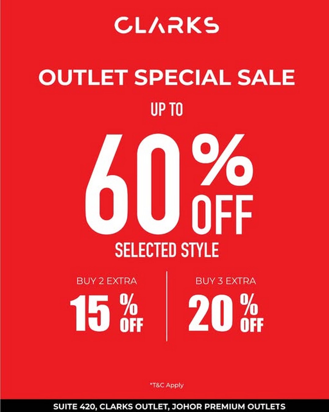 Clarks-Outlet-Special-Sale-at-Johor-Premium-Outlets 1 July – 2 August 2026: Clarks Outlet Special Sale at Johor Premium Outlets – Enjoy Savings of Up to 60% on Quality Footwear and Accessories