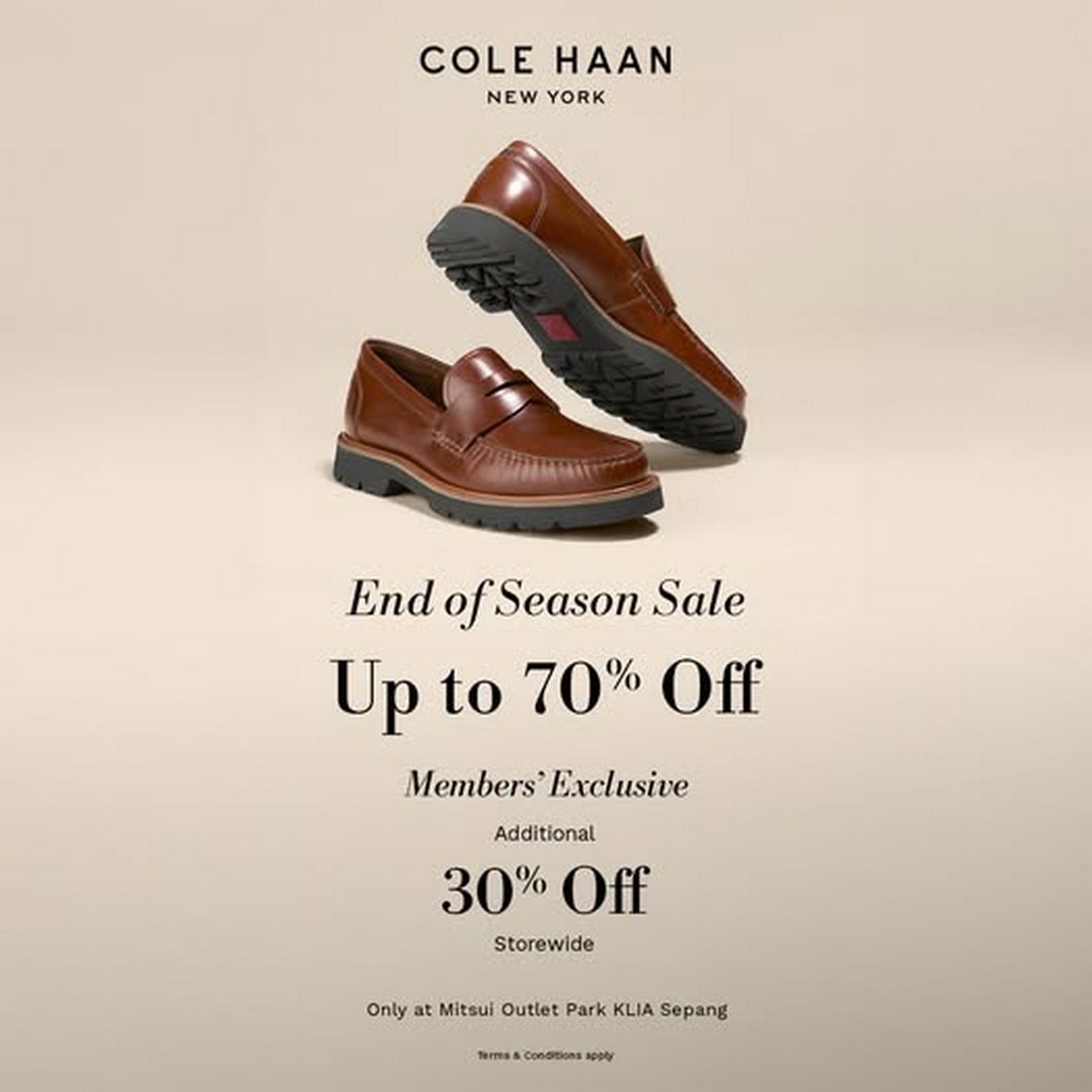 Cole-Haan-End-of-Season-Sale-at-Mitsui-Outlet-Park-KLIA-Sepang 6 July – 2 August 2026: Cole Haan End of Season Sale at Mitsui Outlet Park KLIA Sepang – Members Enjoy Up to 70% Off Plus Extra Savings Promotion