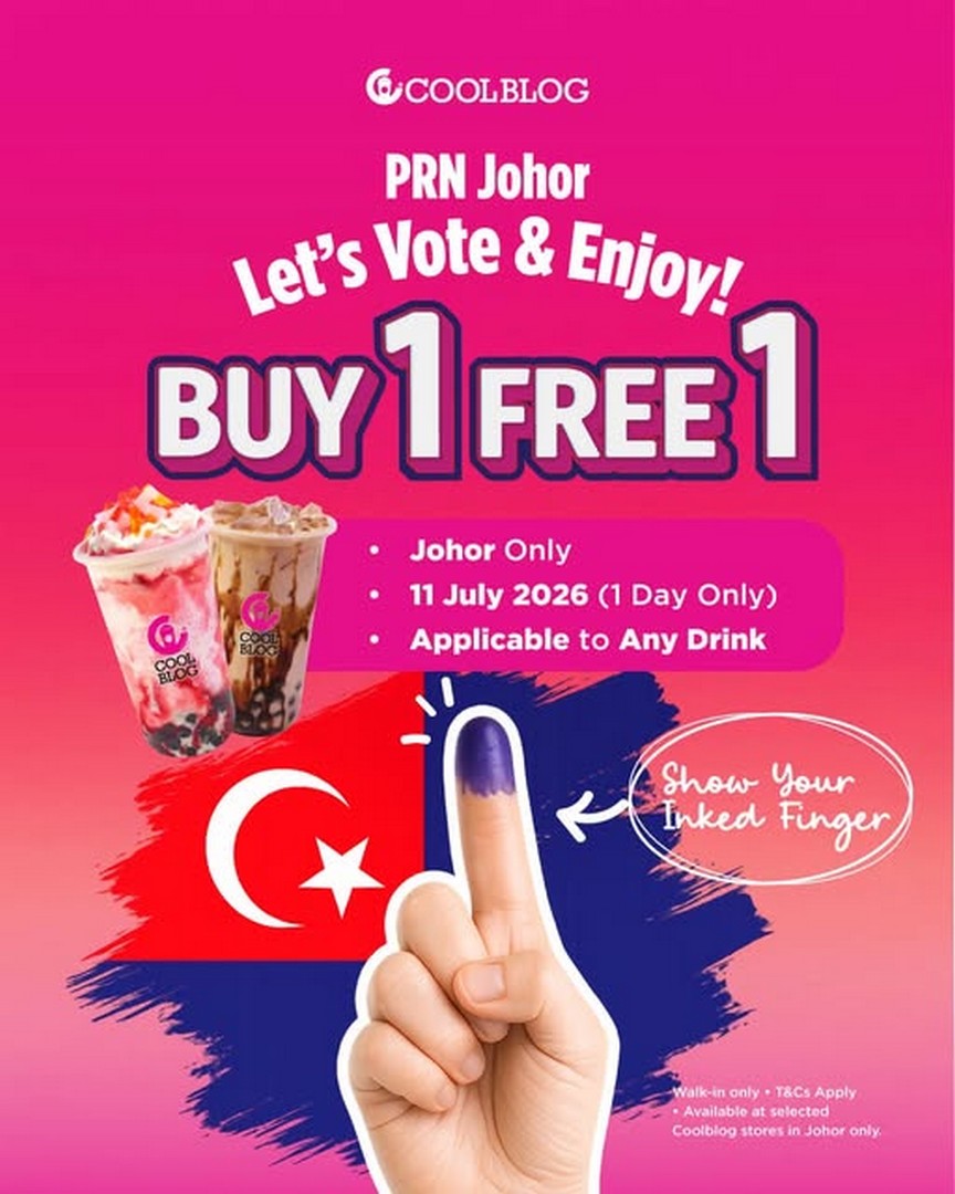 Coolblog-Malaysia-Buy-1-Free-1-Drink-Promotion-in-Johor 11 July 2026: Coolblog Malaysia Buy 1 Free 1 Drink Promotion in Johor After Voting Campaign: Enjoy Any Drink for Less