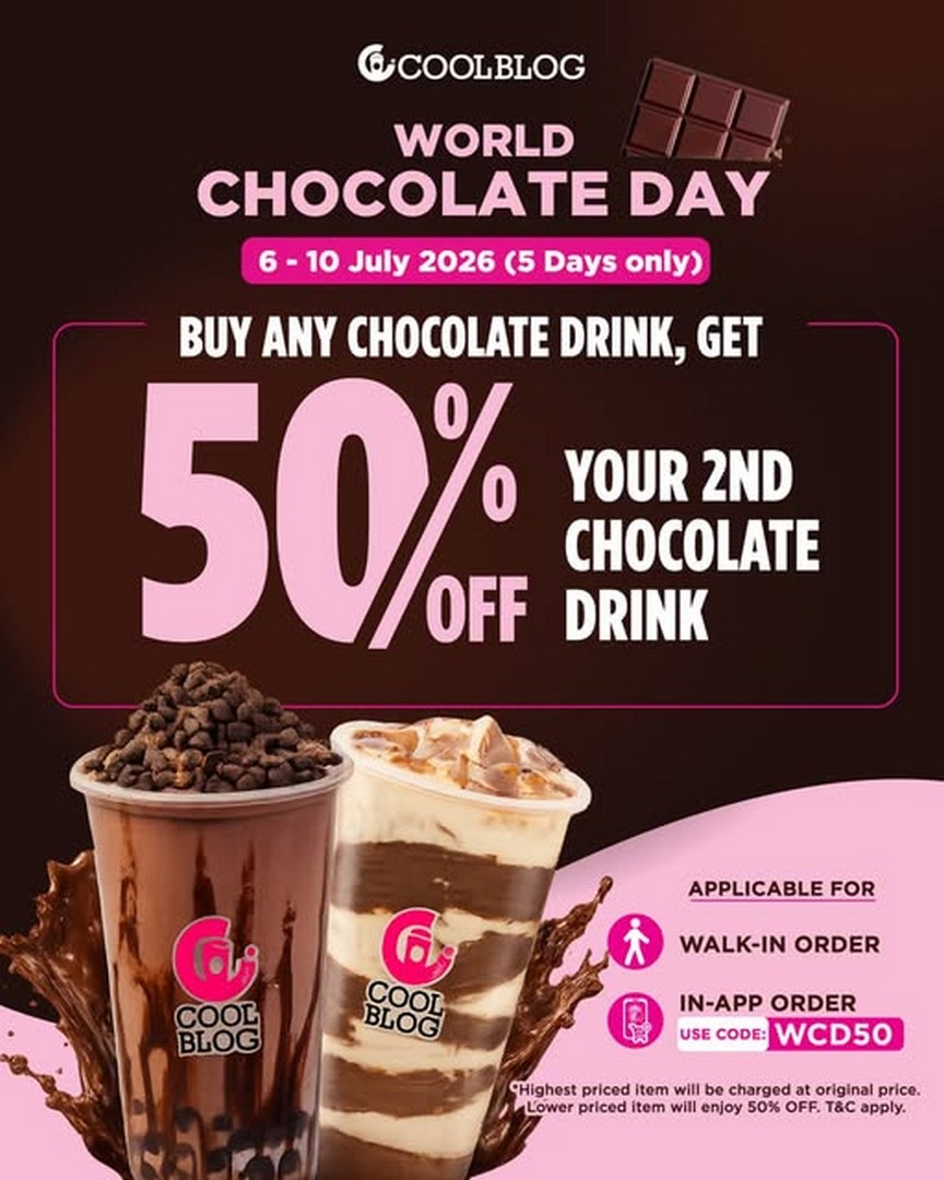 Coolblog-Malaysia-World-Chocolate-Day-Promotion 6–10 July 2026: Coolblog Malaysia World Chocolate Day Promotion – Buy 1 Chocolate Drink and Get 50% OFF Your Second Chocolate Drink