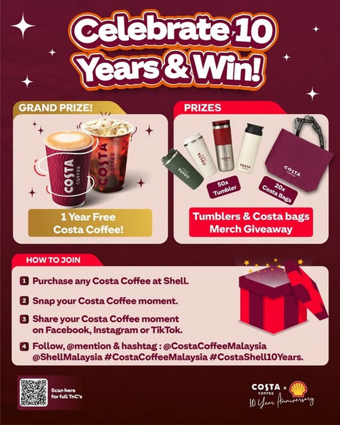 Costa-Coffee-Malaysia-x-Shell-10th-Anniversary-Giveaway-Promotion 24 July 2026 onwards: Costa Coffee Malaysia x Shell 10th Anniversary Giveaway Promotion – Stand a Chance to Win 1 Year of FREE Costa Coffee and Exciting Prizes