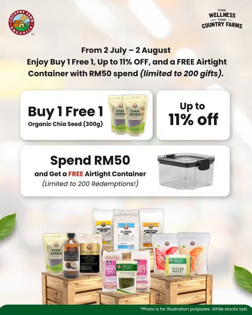 Country-Farm-Organics-Healthy-Living-Promotion-at-Village-Grocer-1 2 July – 2 August 2026: Country Farm Organics Healthy Living Promotion at Village Grocer Tasek Central – Buy 1 Free 1, Up to 11% OFF and Free Gift with Purchase