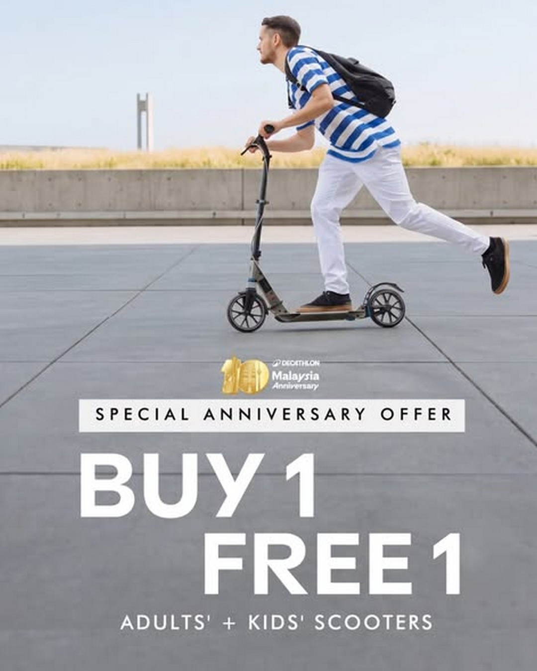 Decathlon-Malaysia-10th-Anniversary-Buy-1-Free-1-Scooter-Promotion 3 July 2026 onwards: Decathlon Malaysia 10th Anniversary Buy 1 Free 1 Scooter Promotion – Buy an Adult Scooter and Receive a Kids' Scooter FREE While Stocks Last