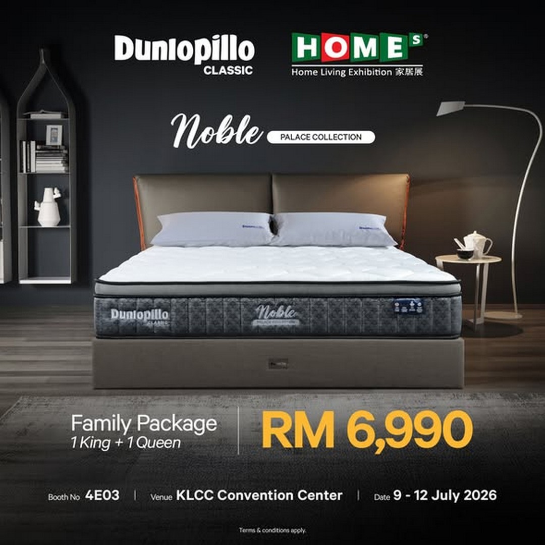 Dunlopillo-Malaysia-Home-Living-Exhibition-Mattress-Sale-1 9-12 July 2026: Dunlopillo Malaysia Home Living Exhibition Mattress Sale at KLCC Convention Centre – Buy 1 Free 1, Family Packages from RM6,990 & Free Gifts
