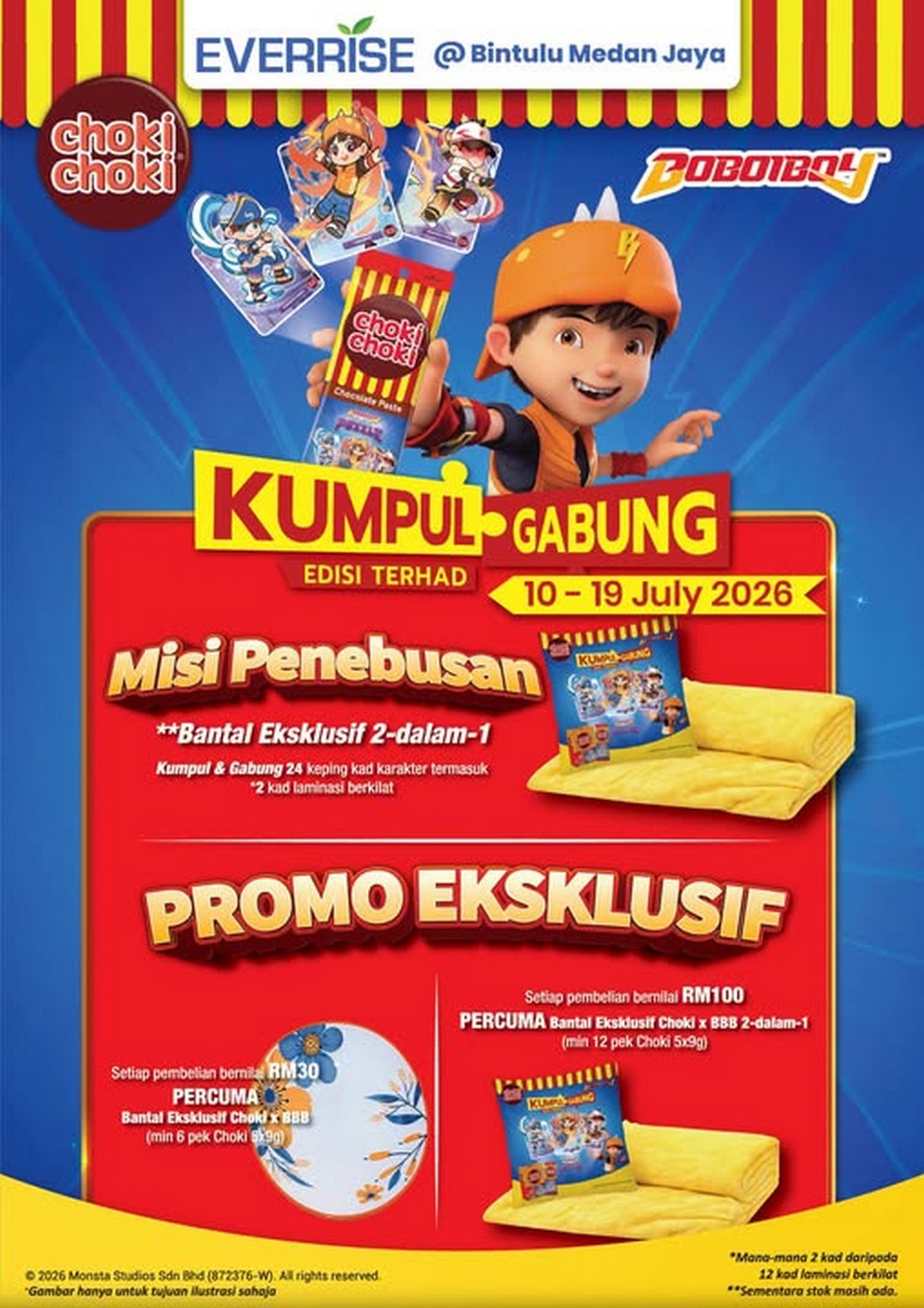 Everrise-Choki-Choki-x-BoBoiBoy-Redemption-Promotion 10-19 July 2026: Everrise Choki Choki x BoBoiBoy Redemption Promotion at Everrise Bintulu Medan Jaya – Free Limited Edition Exclusive Pillows with RM30 & RM100 Spend