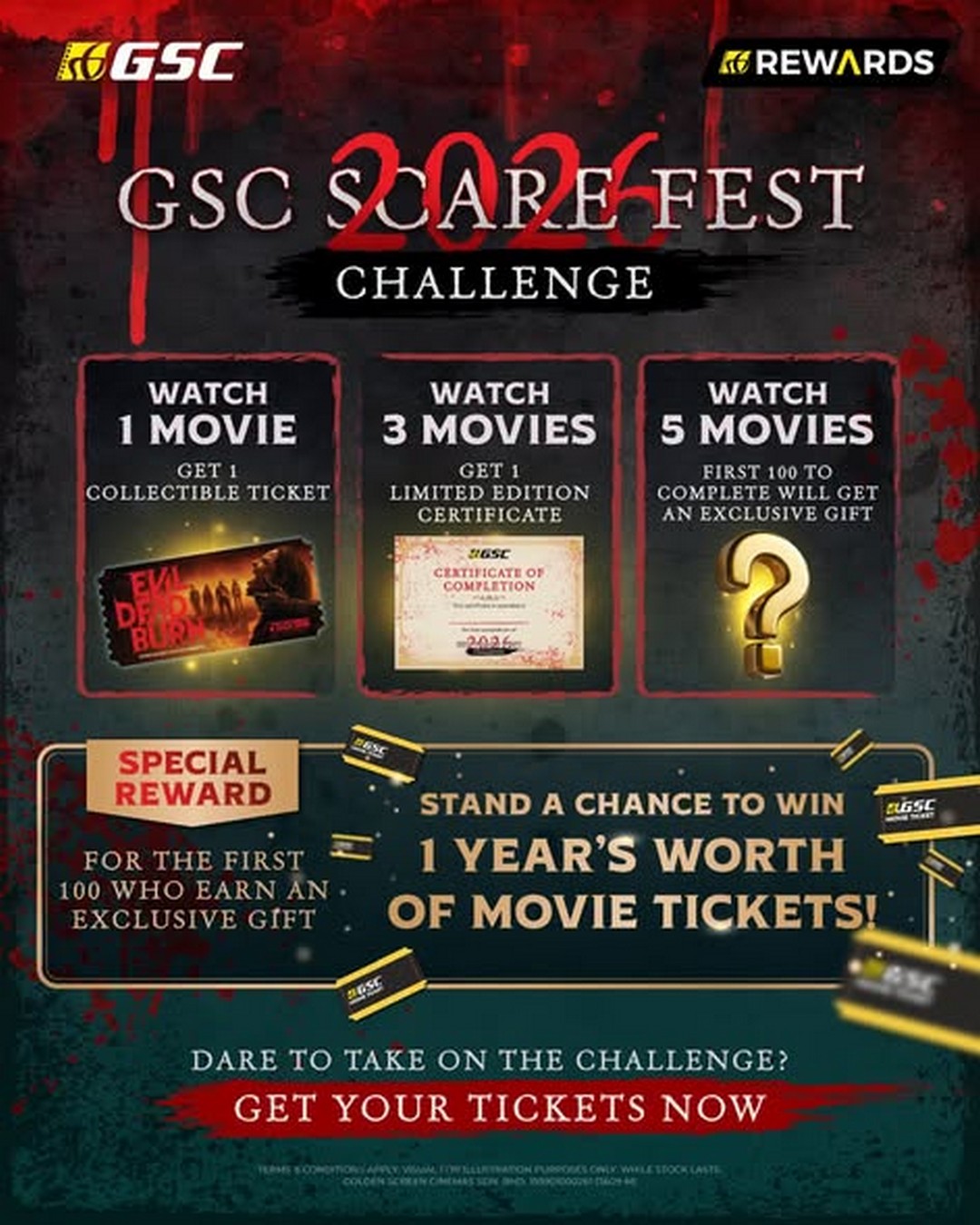 GSC-Malaysia-Evil-Dead-Burn-Scarefest-2026-Promotion-2 9-11 July 2026: GSC Malaysia Evil Dead Burn Scarefest 2026 Promotion – RM29 Movie Ticket, Exclusive Collectible Ticket and Stand a Chance to Win One Year of Movie Tickets