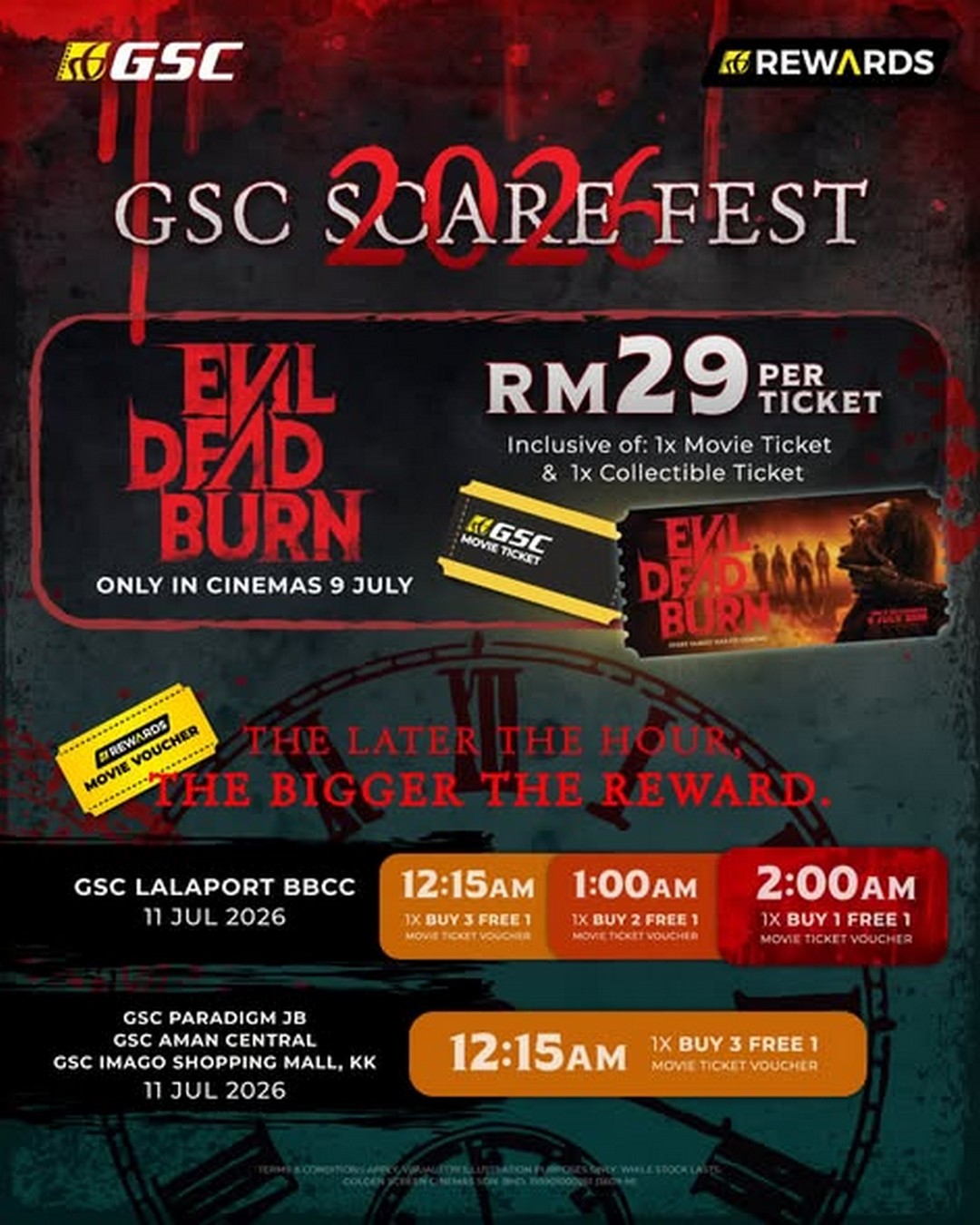 GSC-Malaysia-Evil-Dead-Burn-Scarefest-2026-Promotion 9-11 July 2026: GSC Malaysia Evil Dead Burn Scarefest 2026 Promotion – RM29 Movie Ticket, Exclusive Collectible Ticket and Stand a Chance to Win One Year of Movie Tickets