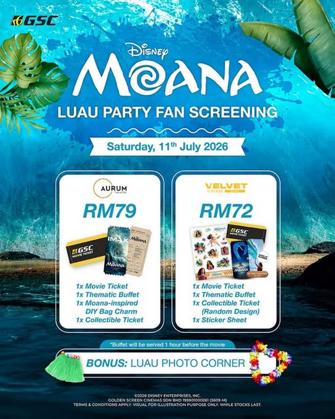 GSC-Malaysia-Moana-Luau-Party-Fan-Screening-Promotion 11 July 2026: GSC Malaysia Moana Luau Party Fan Screening Promotion with Thematic Buffet, Exclusive Collectibles and Advance Movie Experience at Aurum Theatre & Velvet Cinemas