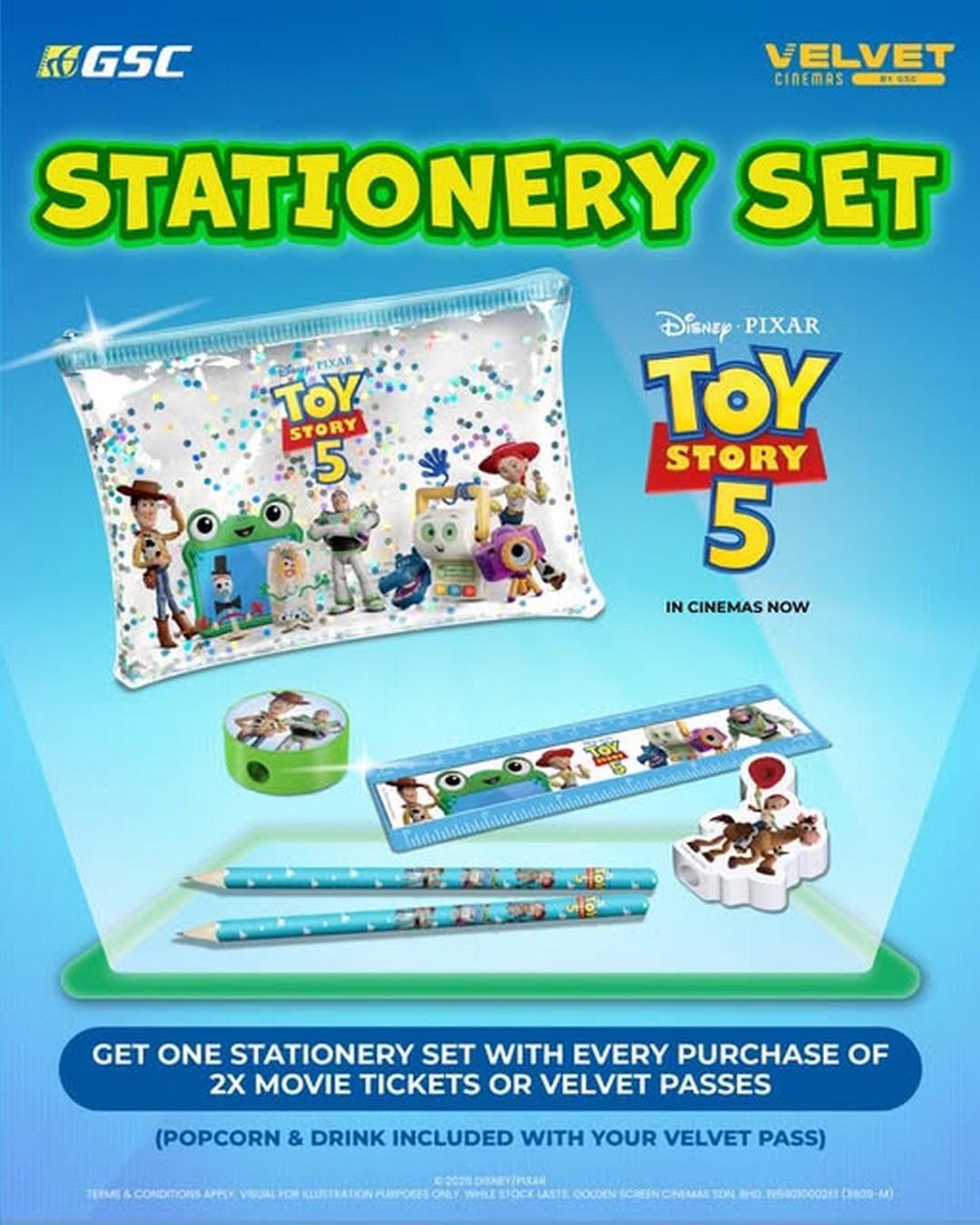 GSC-Malaysia-Toy-Story-5-Free-Stationery-Set-Promotion-1 3 July 2026 onwards: GSC Malaysia Toy Story 5 Free Stationery Set Promotion with Purchase of 2 Movie Tickets or Velvet Passes