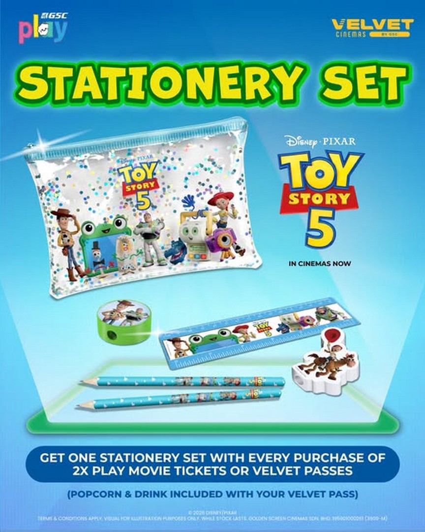 GSC-Malaysia-Toy-Story-5-Free-Stationery-Set-Promotion 3 July 2026 onwards: GSC Malaysia Toy Story 5 Free Stationery Set Promotion – Buy 2 Movie Tickets or Velvet Passes and Receive an Exclusive Collectible While Stocks Last