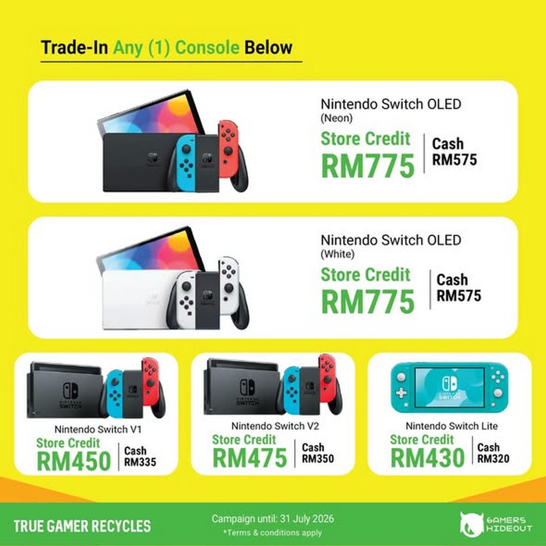 Gamers-Hideout-Trade-In-Promotion-2 6 July 2026 onwards: Gamers Hideout Trade-In Promotion – Upgrade Your PS4, PS5 or Nintendo Switch with High Trade-In Value Across Malaysia