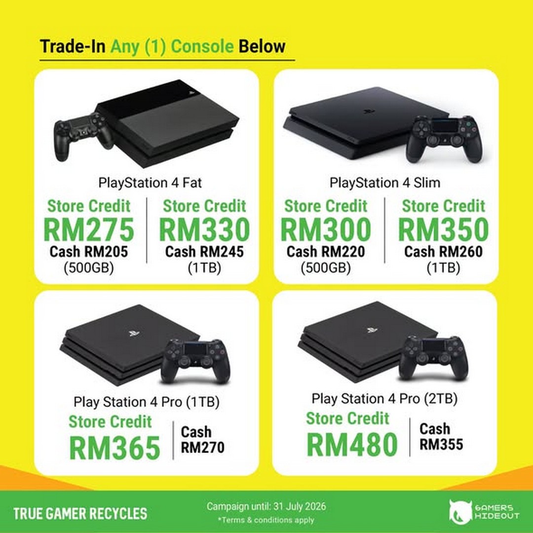 Gamers-Hideout-Trade-In-Promotion-4 6 July 2026 onwards: Gamers Hideout Trade-In Promotion – Upgrade Your PS4, PS5 or Nintendo Switch with High Trade-In Value Across Malaysia