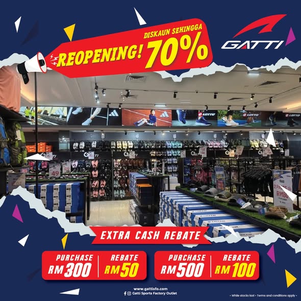 Gatti-Sports-Factory-Outlet-Sport-Design-Village-Reopening-Sale-1 17-19 July 2026: Gatti Sports Factory Outlet Sport Design Village Reopening Sale – Enjoy Limited-Time Discounts on Adidas Shoes and Sportswear Deals in Malaysia