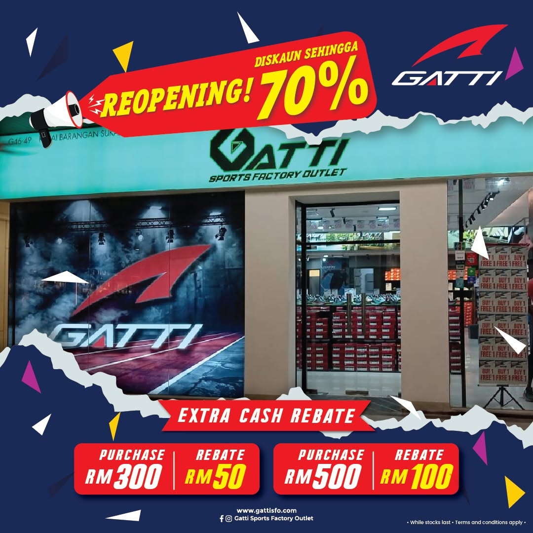 Gatti-Sports-Factory-Outlet-Sport-Design-Village-Reopening-Sale-11 17-19 July 2026: Gatti Sports Factory Outlet Sport Design Village Reopening Sale – Enjoy Limited-Time Discounts on Adidas Shoes and Sportswear Deals in Malaysia