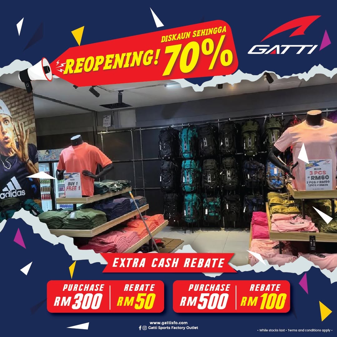 Gatti-Sports-Factory-Outlet-Sport-Design-Village-Reopening-Sale-5 17-19 July 2026: Gatti Sports Factory Outlet Sport Design Village Reopening Sale – Enjoy Limited-Time Discounts on Adidas Shoes and Sportswear Deals in Malaysia
