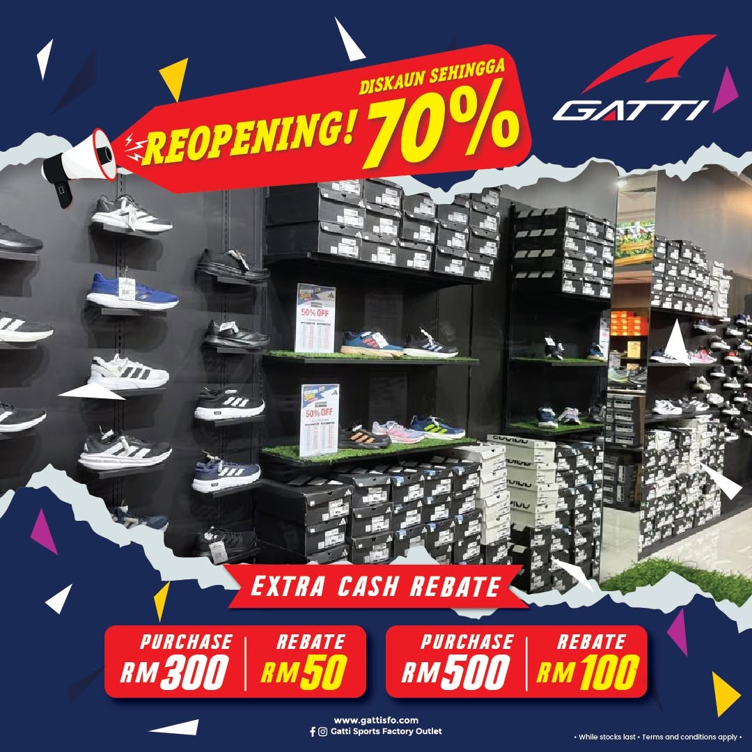 Gatti-Sports-Factory-Outlet-Sport-Design-Village-Reopening-Sale-8 17-19 July 2026: Gatti Sports Factory Outlet Sport Design Village Reopening Sale – Enjoy Limited-Time Discounts on Adidas Shoes and Sportswear Deals in Malaysia
