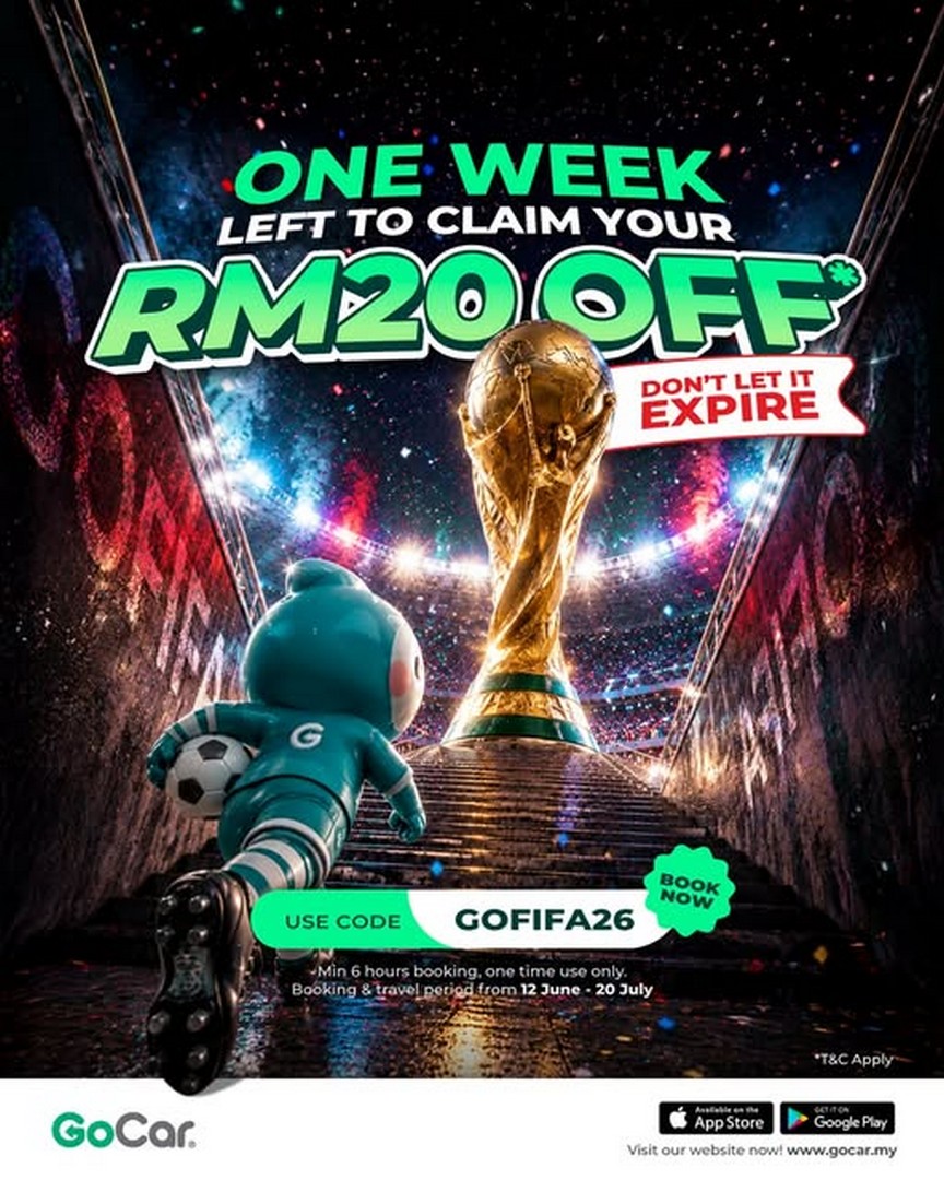 GoCar-Malaysia-RM20-OFF-Car-Sharing-Promotion 12 June–20 July 2026: GoCar Malaysia RM20 OFF Car Sharing Promotion with Promo Code GOFIFA26 – Save on 6-Hour Bookings During Semi-Finals Season
