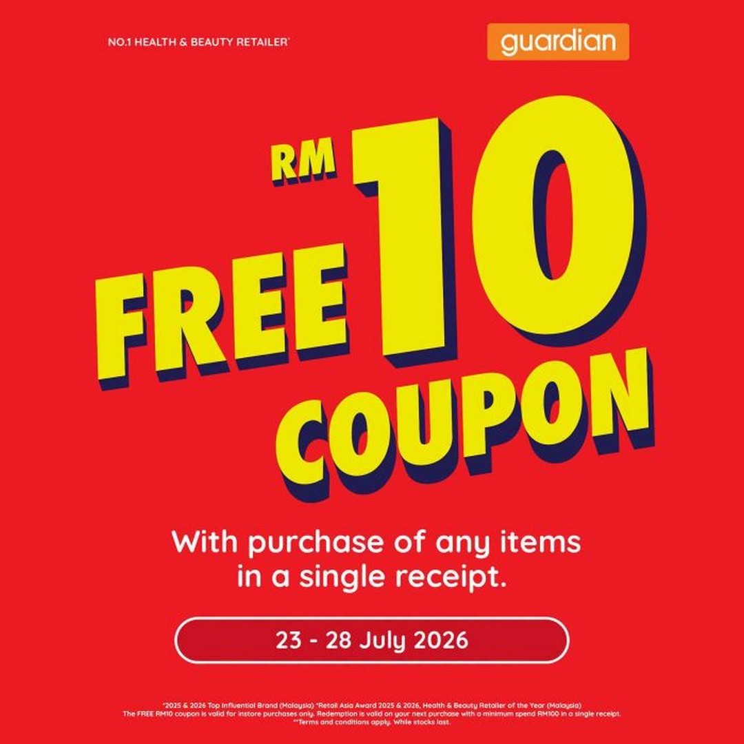 Guardian-Malaysia-Promotion-Get-Free-RM10-Coupon-With-Any-Purchase 23-28 July 2026: Guardian Malaysia Promotion, Get Free RM10 Coupon With Any Purchase For Extra Savings On Your Next Shopping Trip