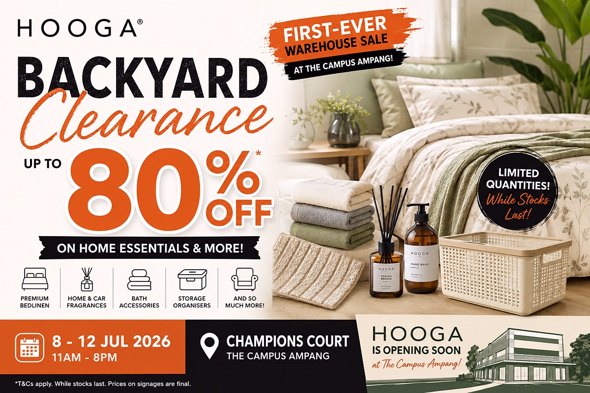HOOGQ-Sale-2026-Ampang 8–12 July 2026: HOOGA Backyard Clearance Sale at The Campus Ampang – Up to 80% OFF Home Essentials, TENCEL Bedlinen, Home Fragrances, Bath Accessories & More!