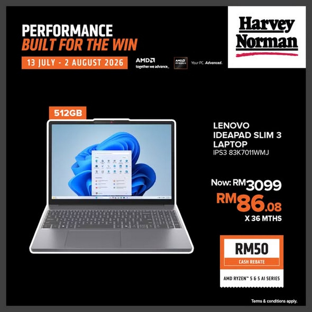 Harvey-Norman-Malaysia-AMD-Ryzen-Laptop-Promotion-1 13 July – 2 August 2026: Harvey Norman Malaysia AMD Ryzen Laptop Promotion – Enjoy Up to RM90 Cash Rebate on Selected AMD Ryzen & AI Series Laptops