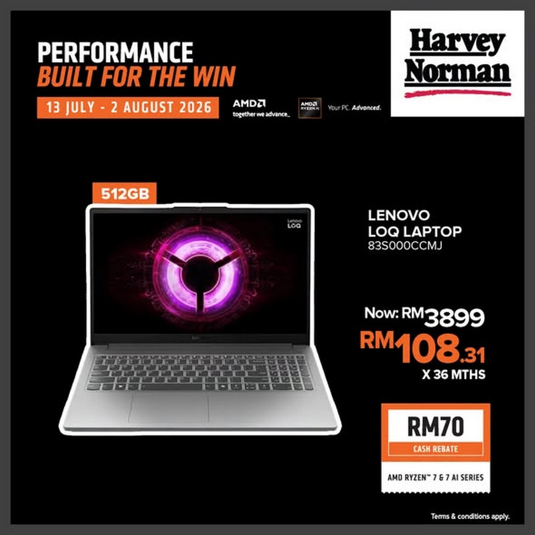 Harvey-Norman-Malaysia-AMD-Ryzen-Laptop-Promotion-3 13 July – 2 August 2026: Harvey Norman Malaysia AMD Ryzen Laptop Promotion – Enjoy Up to RM90 Cash Rebate on Selected AMD Ryzen & AI Series Laptops