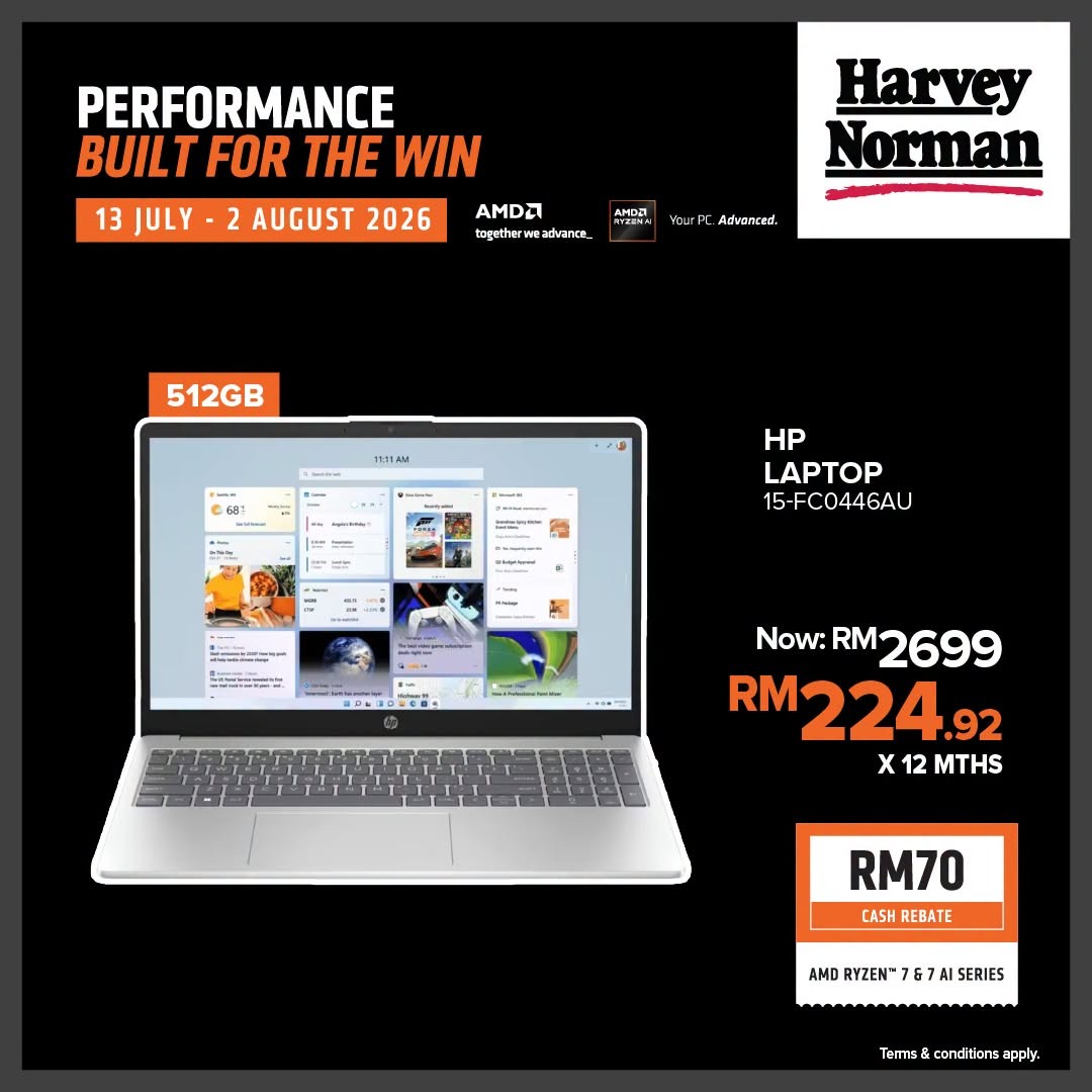 Harvey-Norman-Malaysia-AMD-Ryzen-Laptop-Promotion-6 13 July – 2 August 2026: Harvey Norman Malaysia AMD Ryzen Laptop Promotion – Enjoy Up to RM90 Cash Rebate on Selected AMD Ryzen & AI Series Laptops