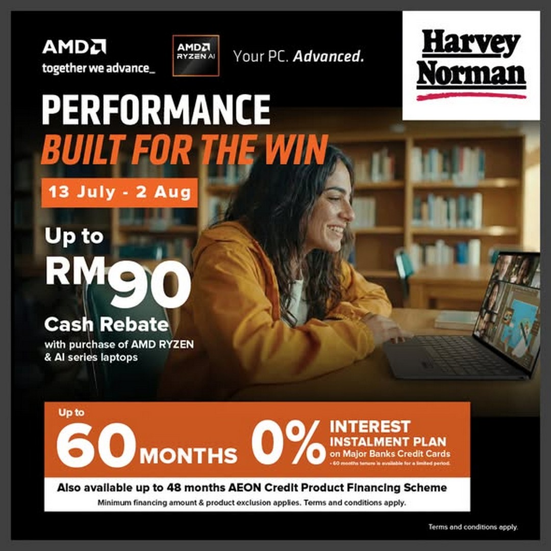Harvey-Norman-Malaysia-AMD-Ryzen-Laptop-Promotion 13 July – 2 August 2026: Harvey Norman Malaysia AMD Ryzen Laptop Promotion – Enjoy Up to RM90 Cash Rebate on Selected AMD Ryzen & AI Series Laptops