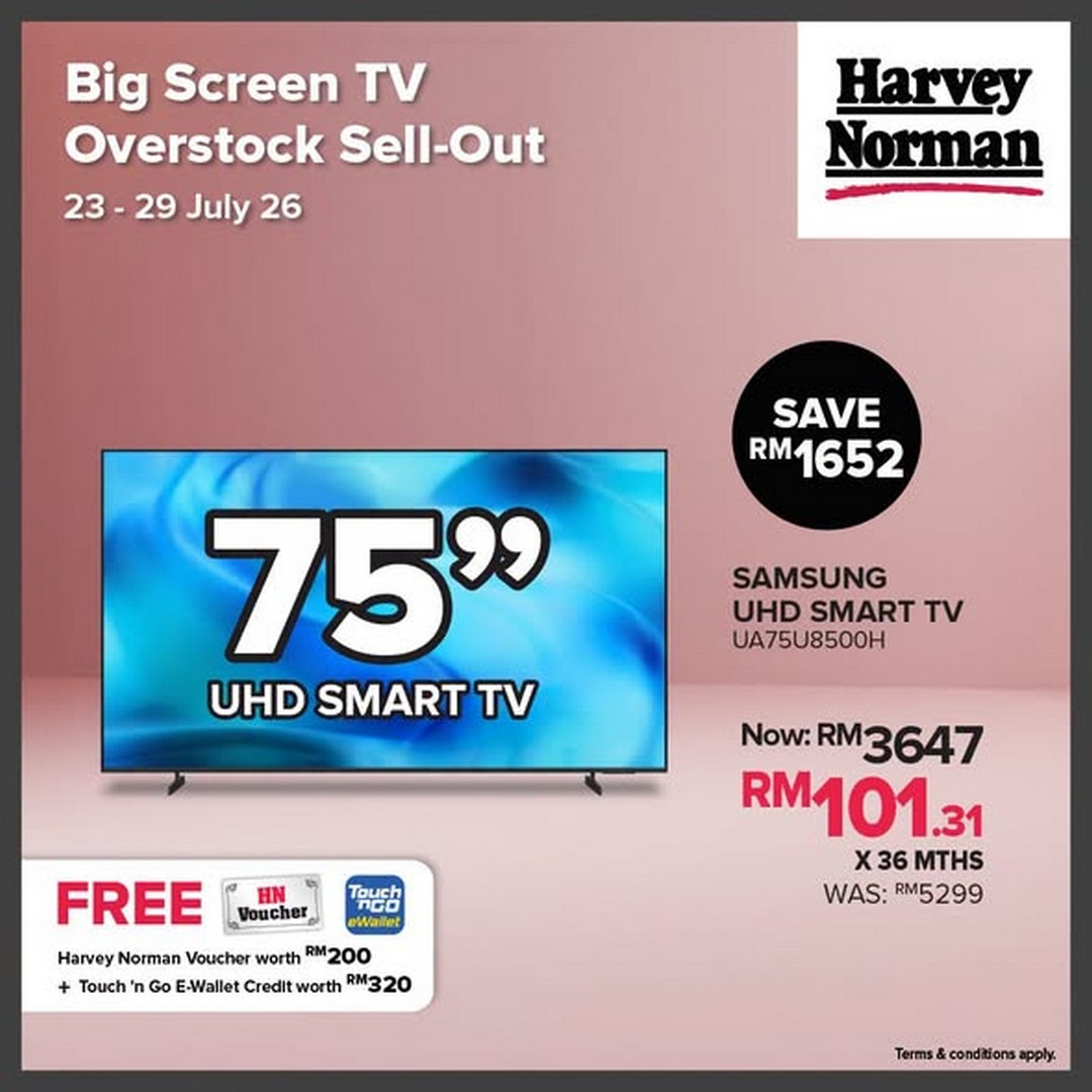 Harvey-Norman-Malaysia-Big-Screen-TV-Sale-1 23-29 July 2026: Harvey Norman Malaysia: Big Screen TV Sale Promotion with Up to 60% Savings, FREE Touch 'n Go eWallet Credit and Vouchers Worth RM5,500
