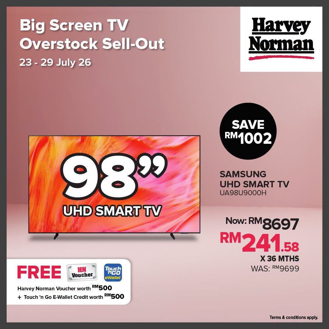 Harvey-Norman-Malaysia-Big-Screen-TV-Sale-5 23-29 July 2026: Harvey Norman Malaysia: Big Screen TV Sale Promotion with Up to 60% Savings, FREE Touch 'n Go eWallet Credit and Vouchers Worth RM5,500