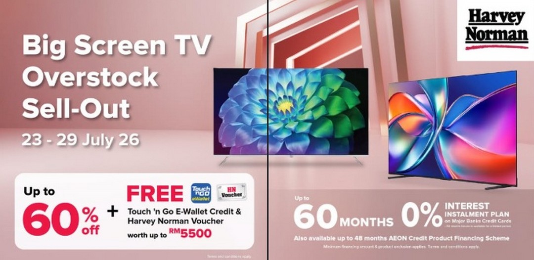 Harvey-Norman-Malaysia-Big-Screen-TV-Sale 23-29 July 2026: Harvey Norman Malaysia: Big Screen TV Sale Promotion with Up to 60% Savings, FREE Touch 'n Go eWallet Credit and Vouchers Worth RM5,500