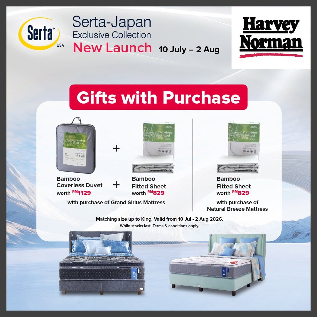 Harvey-Norman-Malaysia-Serta-Japan-Exclusive-Collection-Promotion-7-1 10 July–2 August 2026: Harvey Norman Malaysia Serta-Japan Exclusive Collection Promotion – Free Gifts Worth Up to RM829 with Selected Mattress Purchases